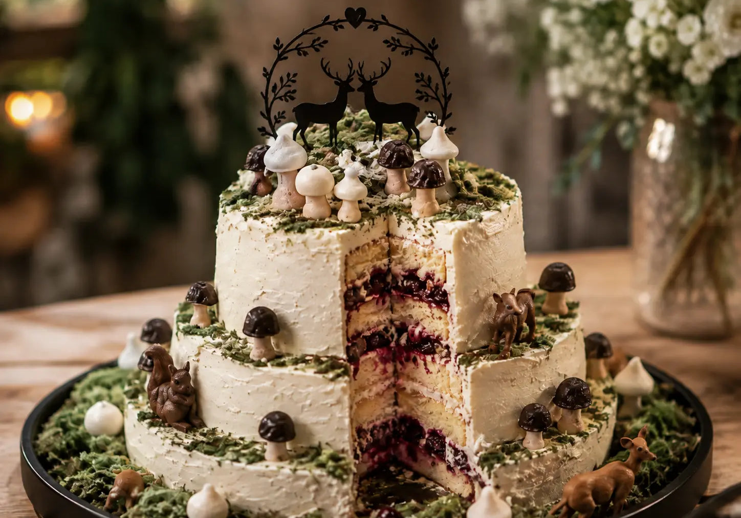 Vegane und glutenfreie Waldhochzeitstorte