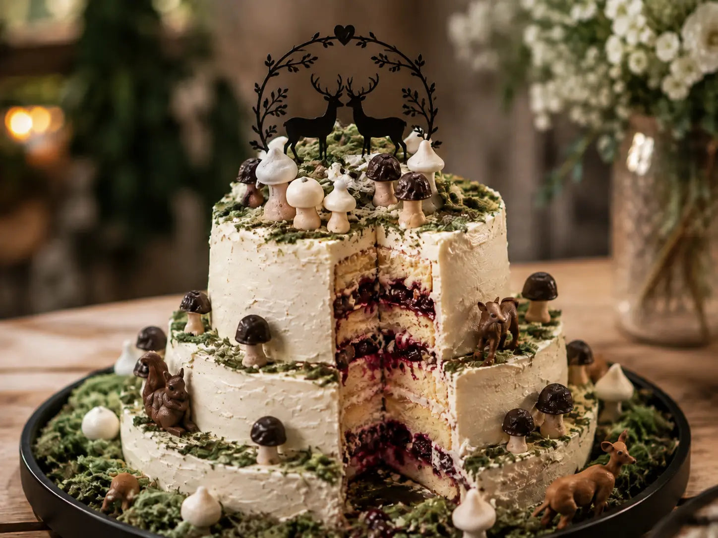 Vegane und glutenfreie Waldhochzeitstorte