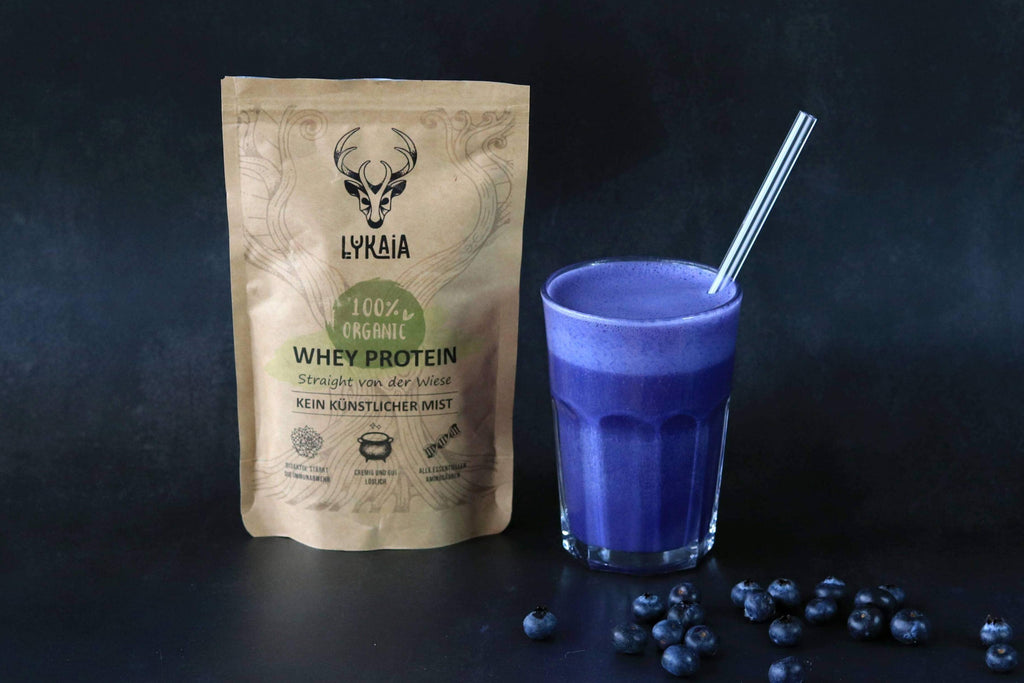 Blueberry protein shake with spirulina