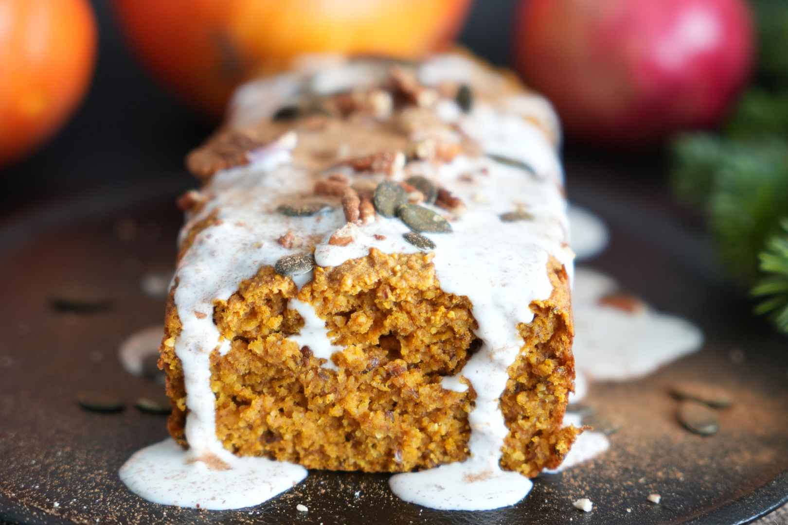 Kürbiskuchen Kürbisbrot mit Protein Frosting 