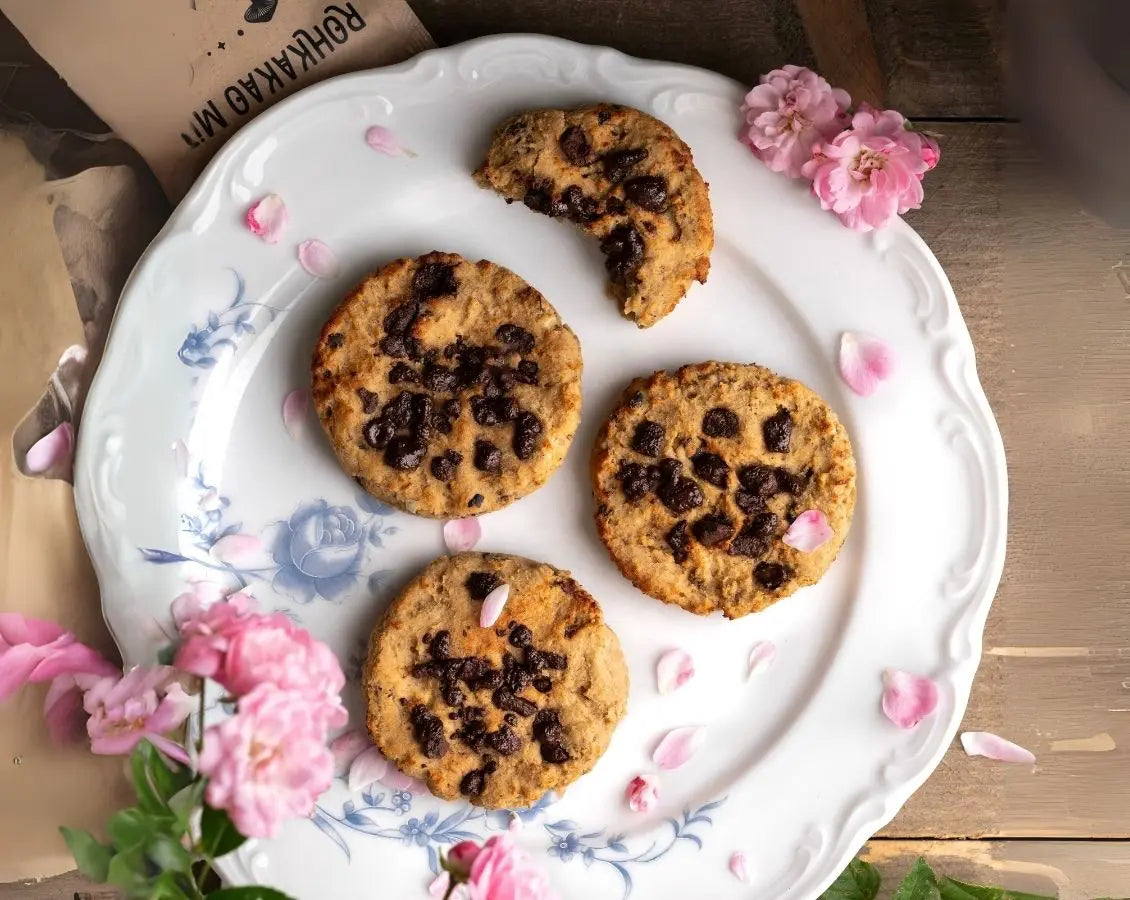 5 Minuten High Protein Cookies mit Rohkakao mit Vitalpilzen