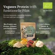 Vegan protein with functional mushrooms