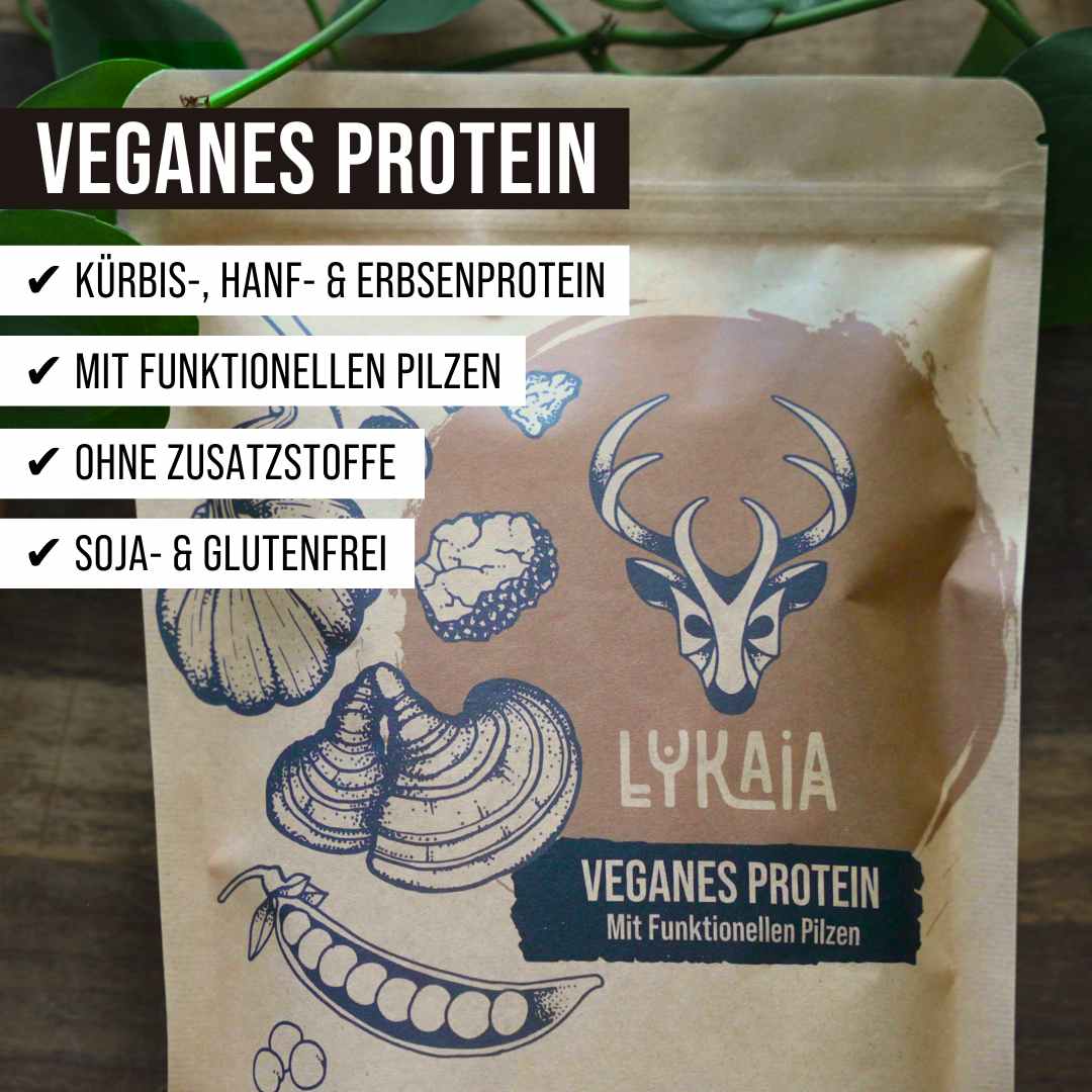 Vegan protein with functional mushrooms