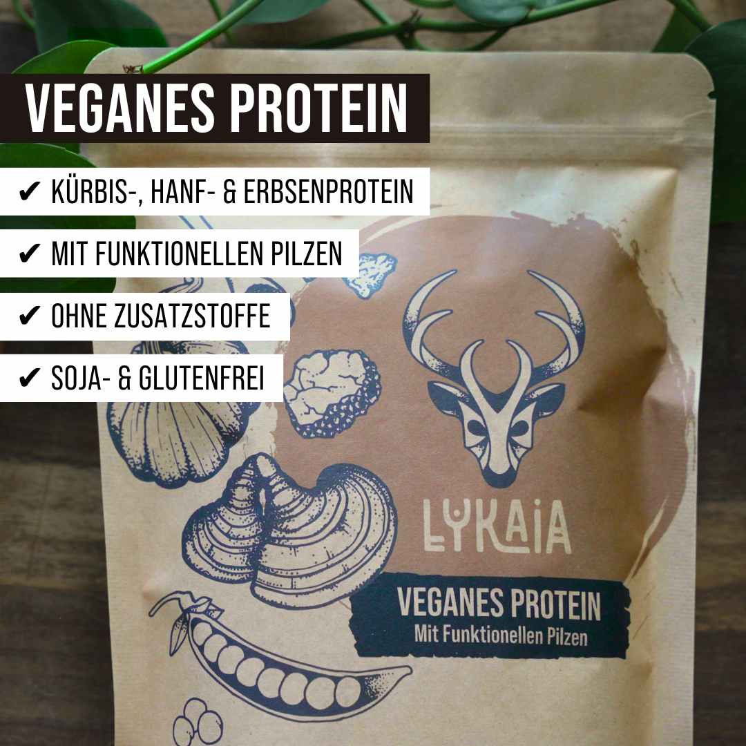 Veganes Protein mit funktionellen Pilzen