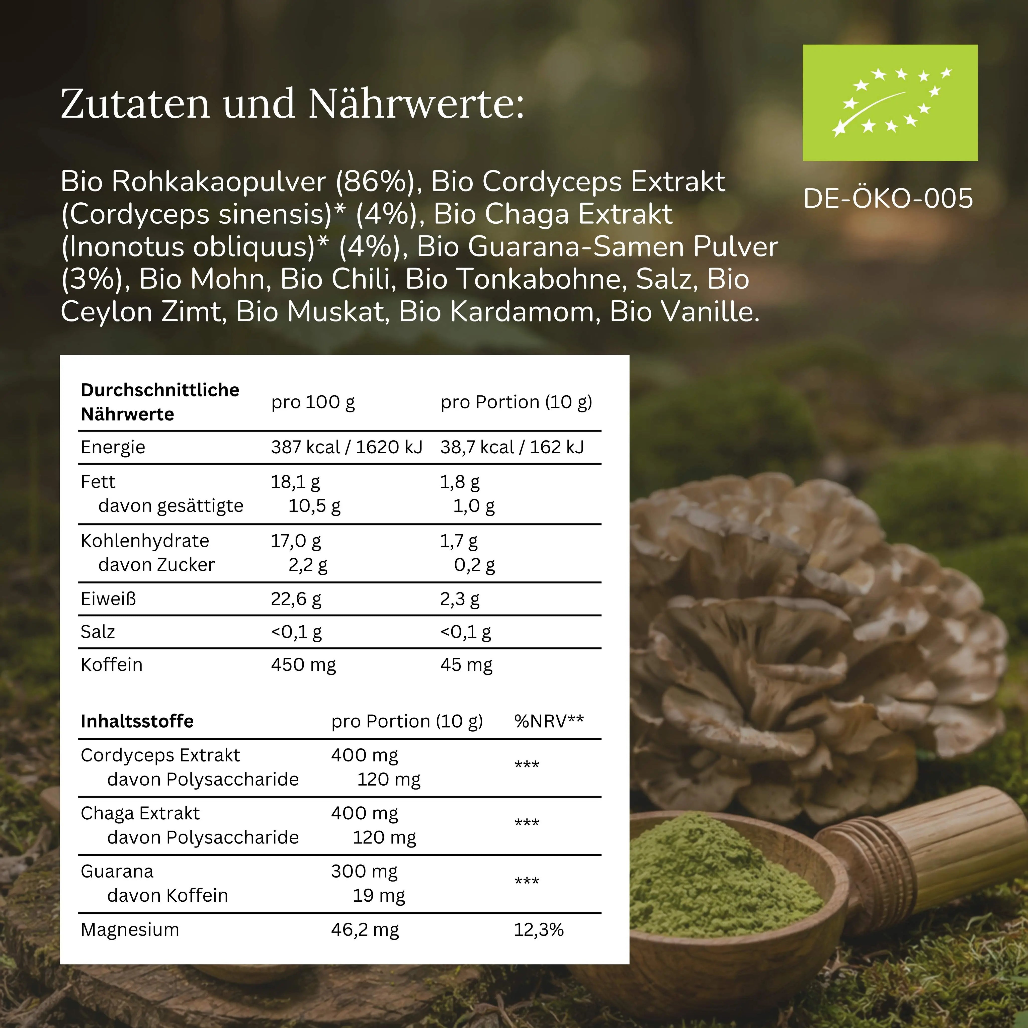 Rohkakao mit Vitalpilzen