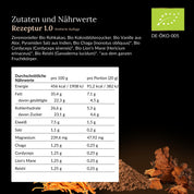 Zutaten und Nährwerte Rohkakao mit Vitalpilzen Rezeptur 1.0 (limitierte Auflage)